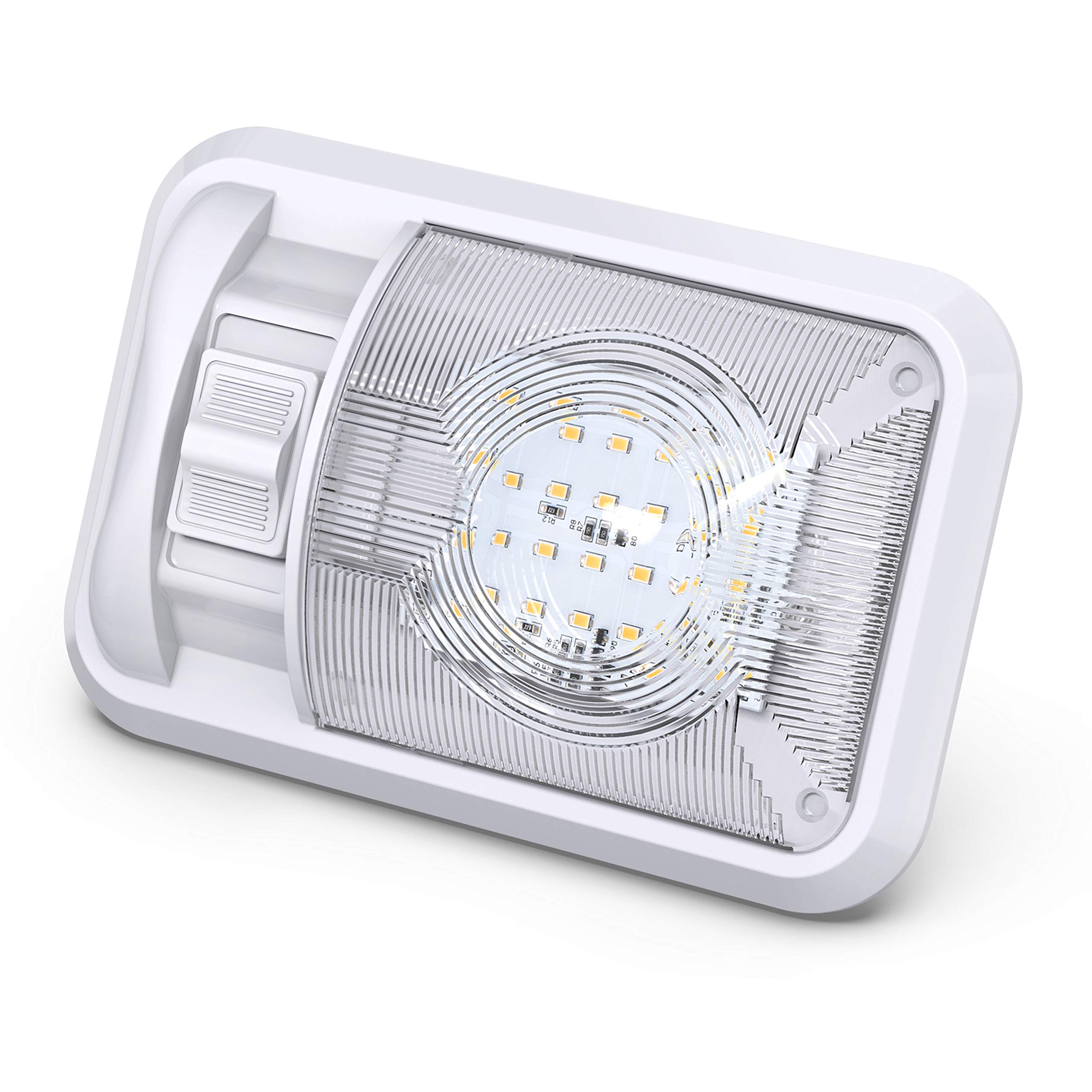 Leisure LED 2 Pack 12V RV Ceiling Dome Light RV Interior Lighting for Trailer Camper with Switch, Single Dome 300LM (Natural White 4000-4500K, 2-Pack) - Image 3
