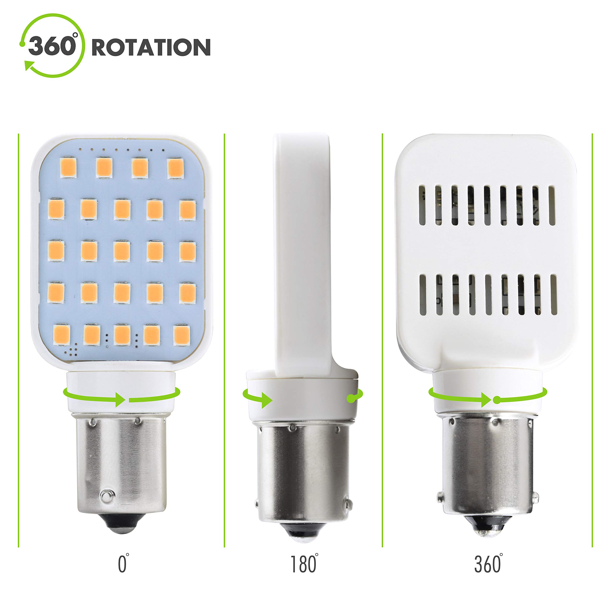 Leisure LED 2 Pack RV Interior LED Light Rotating Bulb Super Bright 312 Lumen 1141 1156 BA15S 24-SMD Camper Trailer Lamp Bulb 10-30V Warm White (2-Pack) - Image 3