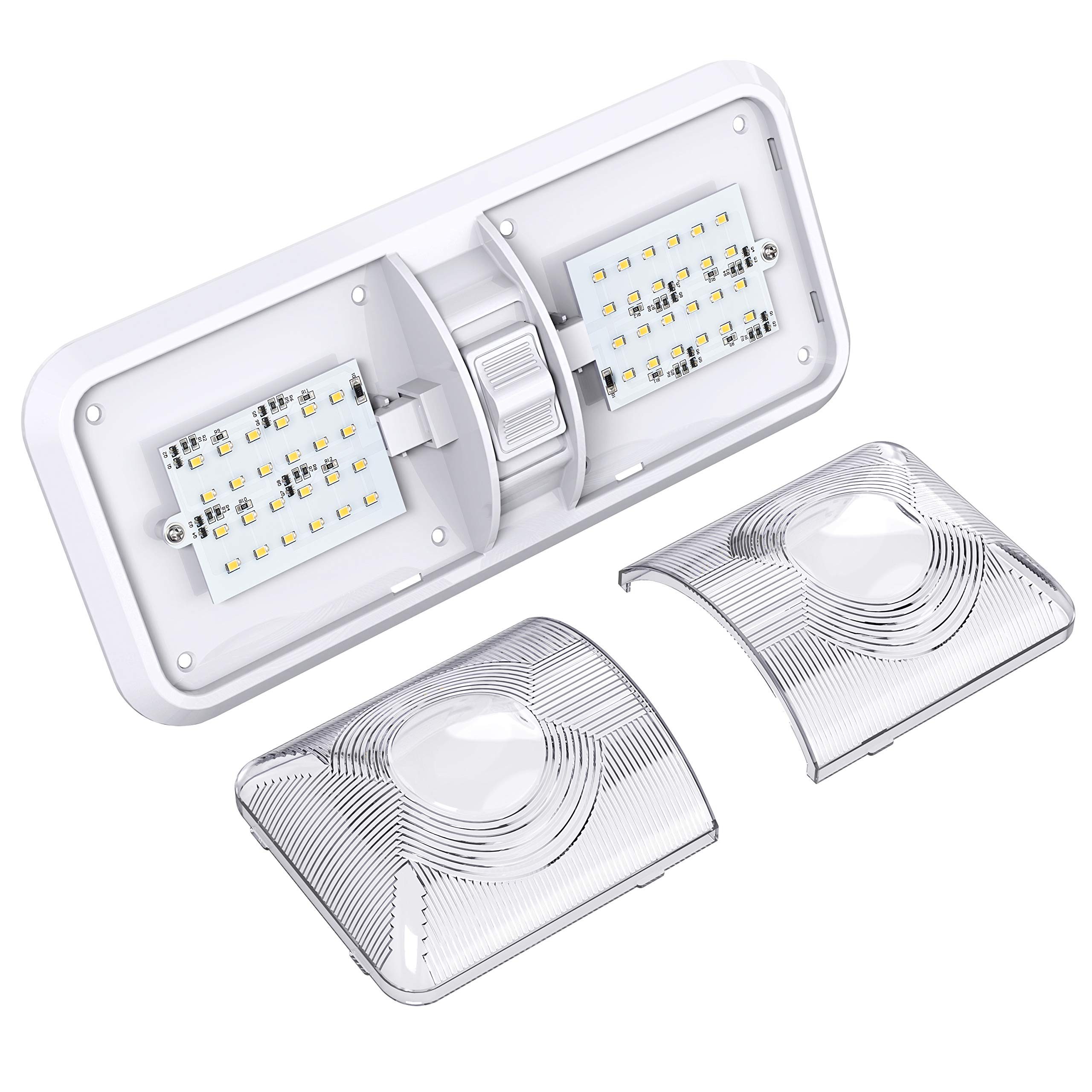 Leisure LED 2 Pack RV LED Ceiling Double Dome Light Fixture with ON/Off Switch Interior Lighting for Car/RV/Trailer/Camper/Boat DC 11-18V Natural White (Natural White 4000-4500K, 2-Pack) - Image 4