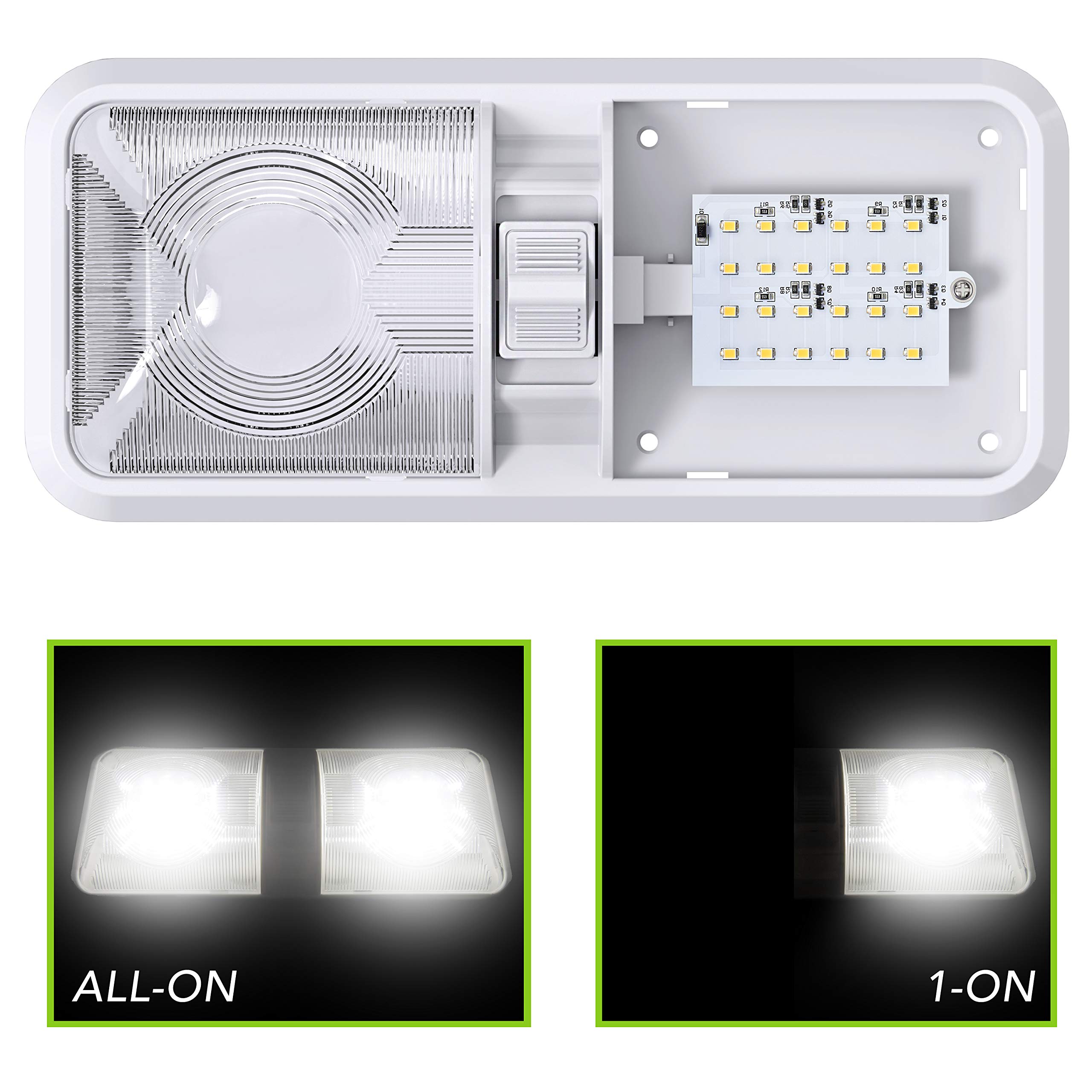Leisure LED 3 Pack RV LED Ceiling Double Dome Light Fixture with ON/OFF Switch Interior Lighting for Car/RV/Trailer/Camper/Boat DC 12V Natural White 4000-4500K 48X2835SMD - Image 5