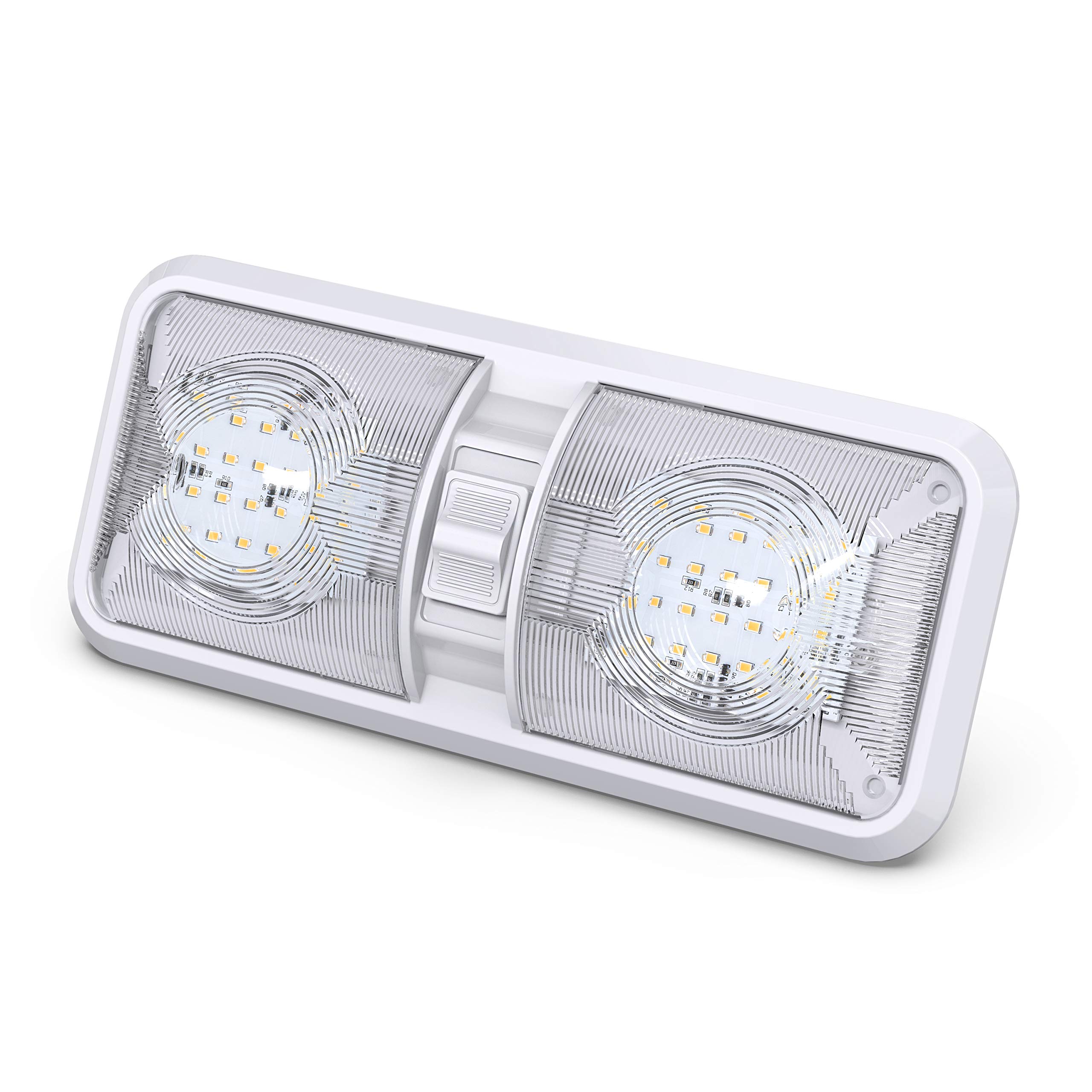 Leisure LED 3 Pack RV LED Ceiling Double Dome Light Fixture with ON/OFF Switch Interior Lighting for Car/RV/Trailer/Camper/Boat DC 12V Natural White 4000-4500K 48X2835SMD - Image 3