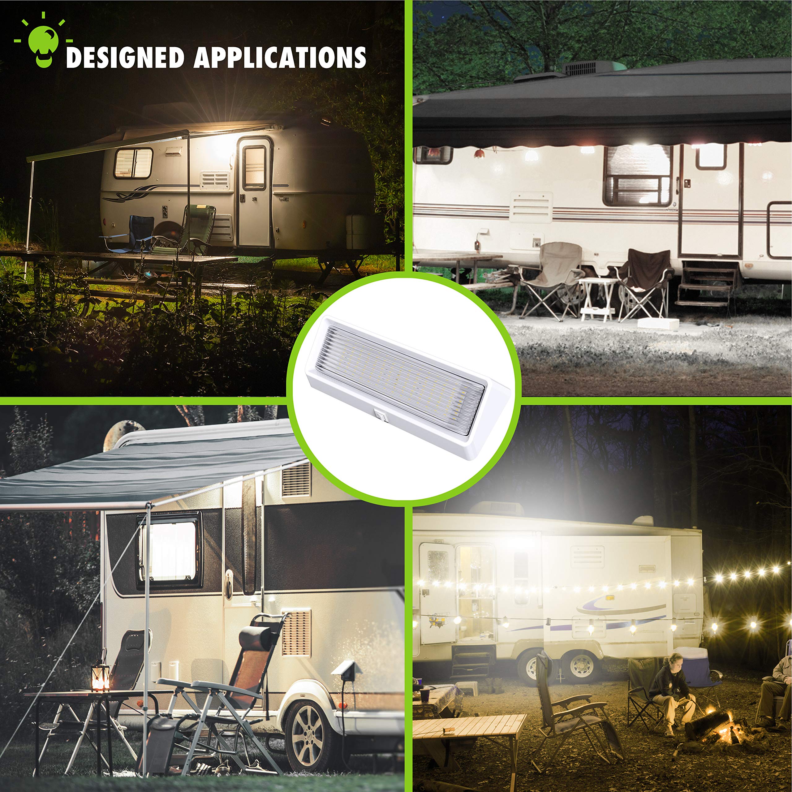 Leisure LED RV Exterior Porch Utility Light with Switch XL 12v 650 Lumen Lighting Fixture. Replacement Lighting for RVs, Trailers, Campers, 5th Wheels White Base Clear Lens (White, 1-Pack) - Image 4
