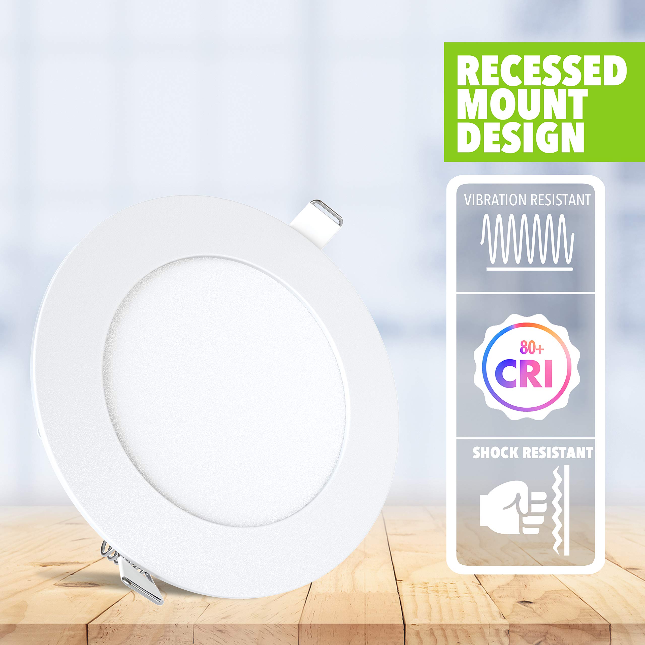 LeisureLED 5 Pack RV Boat Recessed Ceiling Light 480 Lumen Super Slim LED Panel Light DC 12V 4.75" 6W Full Aluminum Downlights, (Cool White) - Image 4