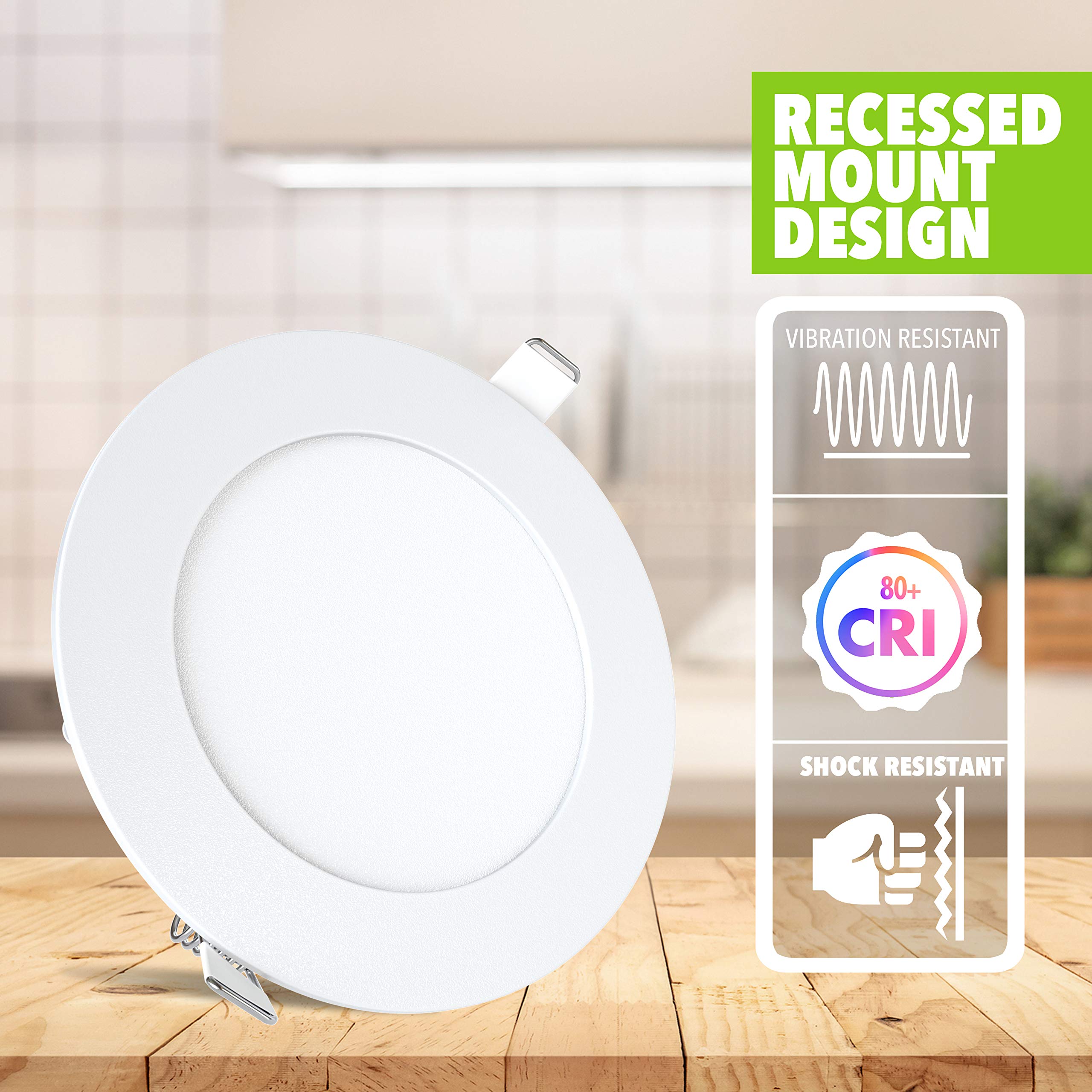 LeisureLED 5 Pack RV Boat Recessed Ceiling Light 480 Lumen Super Slim LED Panel Light DC 12V 4.75" 6W Full Aluminum Downlights, (Neutral/Natural White) - Image 4